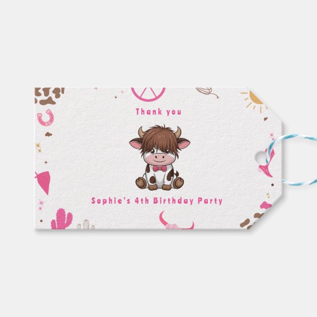 Étiquettes-cadeau Nouvel anniversaire à la vache royale (Devant (Horizontal))