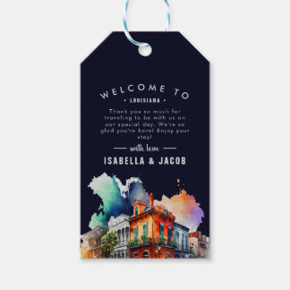 Étiquettes-cadeau Nouvelle-Orléans Nola Mariage d'aquarelle Bienvenu