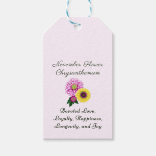 Étiquettes-cadeau Novembre Mois de naissance Fleur Chrysanthème