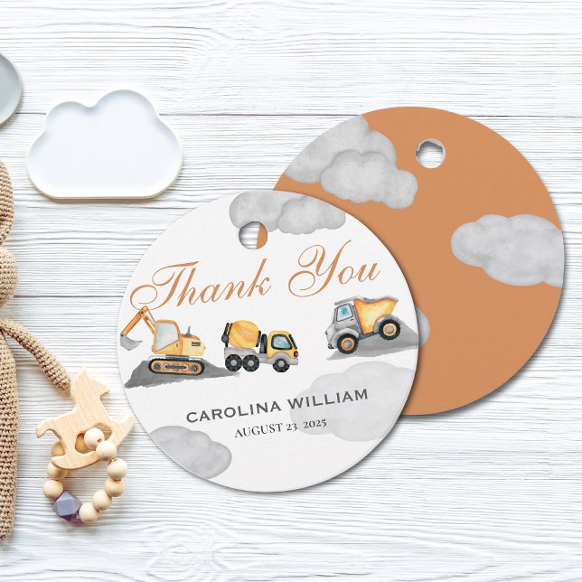 Étiquettes Cadeau Nuages bébé en construction baby shower (Créateur téléchargé)