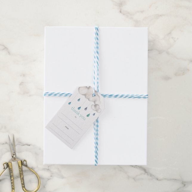 Étiquettes-cadeau Nuageux avec une chance d'arroser le Merci (Avec de laficelle)