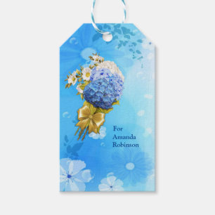 Étiquettes-cadeau Nuances d'aquarelle bleue Hydrangeas