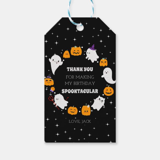 Étiquettes-cadeau Nuit étoilée avec Fantômes&Halloween Citrouille (Devant)