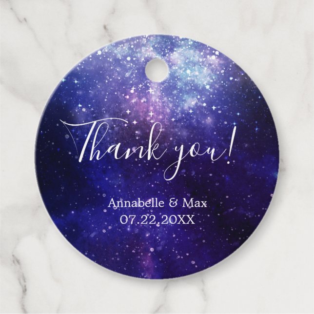 Étiquettes Cadeau Nuit sous les étoiles Galaxy Merci (Devant)
