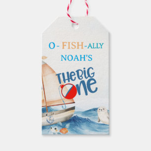Étiquettes-cadeau O-Fish-Ally Big Un Anniversaire Invitation