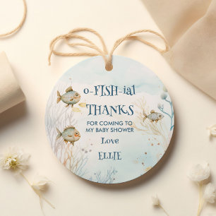 Étiquettes Cadeau O-fish-ial Merci de s'amuser sous le Baby shower m
