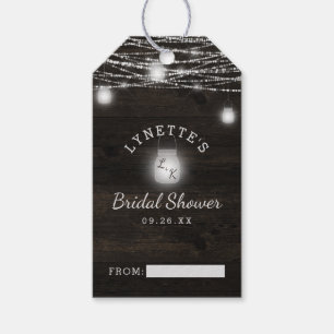 Étiquettes-cadeau Oak Ridge Rustic Dark Wood Bridal Affichage douche