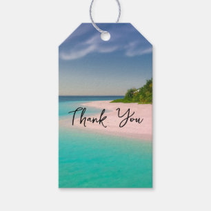 Étiquettes-cadeau Océan aigue-marine Plage tropicale Paysage Merci