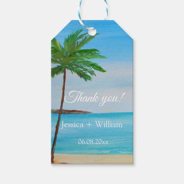 Étiquettes-cadeau Océan Tropical Mariage Anniversaire Merci (Devant)