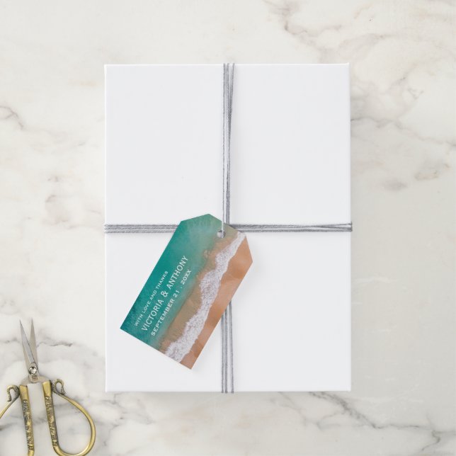 Étiquettes-cadeau Ocean Wave, Beach Wedding Favor (Avec de la ficelle)