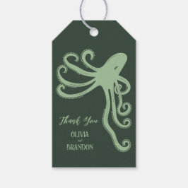 Étiquettes-cadeau Octopus Deep Sea Mariage moderne, vert