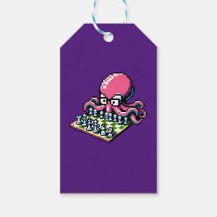 Étiquettes-cadeau Octopus Maître d'échecs - Drôle stratégie Pixel Ar