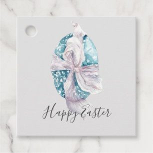 Étiquettes Cadeau OEuf enveloppé de ruban d'aquarelle Pâques