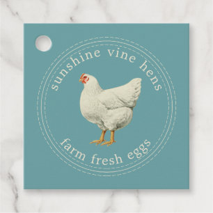 Étiquettes Cadeau OEufs frais de ferme OEuf Vintage Hen Carton Bleu