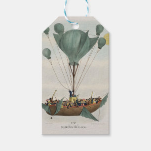 Étiquettes-cadeau Œuvre d'art représentant un ballon dirigeable anti