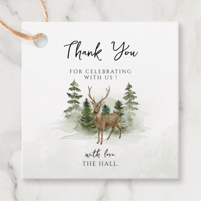 Étiquettes Cadeau Oh Baby Woodland Aquarelle Baby shower rustique (Devant)