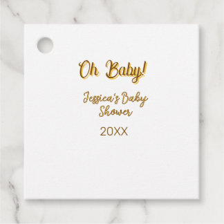 Étiquettes Cadeau oh bébé fête de bébé mixte orange doré n