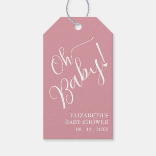 Étiquettes-cadeau Oh Bébé ! Fille Baby Shower Rose