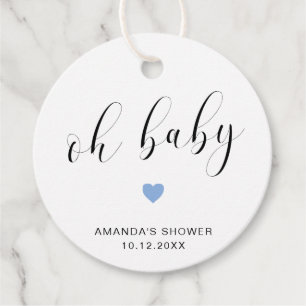 Étiquettes Cadeau Oh Bébé mignon Bleu Coeur Baby shower garçon