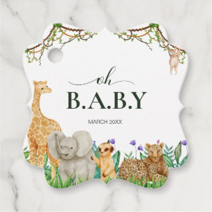 Étiquettes Cadeau Oh bébé Safar Animal Jungle Baby shower blanc