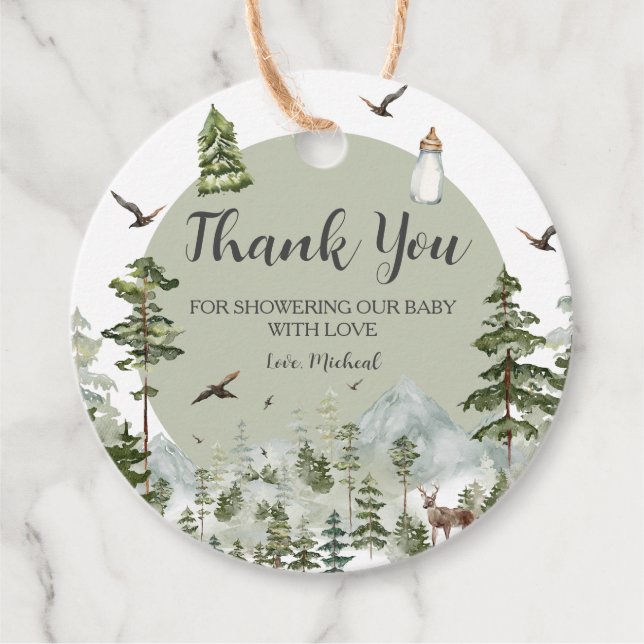Étiquettes Cadeau Oh Boy Adventure Pine Forest Baby shower (Devant)