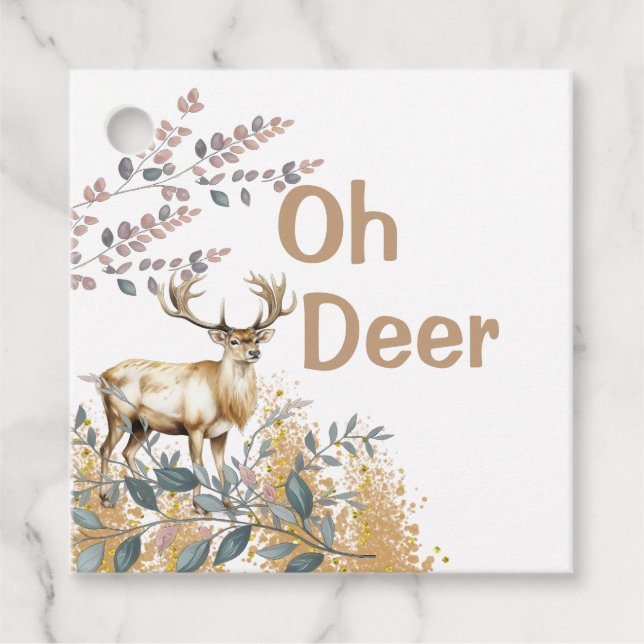 Étiquettes Cadeau Oh Deer Baby shower (Devant)