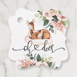 Étiquettes Cadeau Oh Deer Baby shower aquarelle Floral