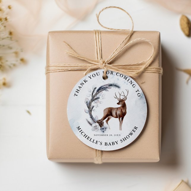 Étiquettes Cadeau Oh Deer ! Baby shower d'hiver Merci cadeau (Créateur téléchargé)