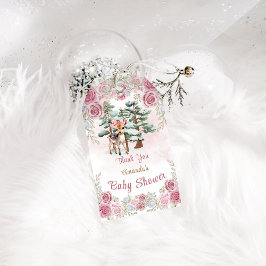 Étiquettes-cadeau Oh Deer rose Floral fille Baby shower Merci