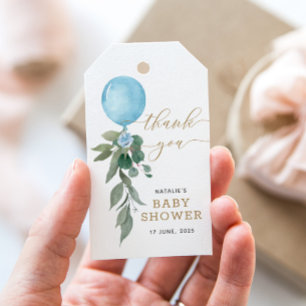 Étiquettes-cadeau Oh Garçon Ballon Bleu Verdure Baby Shower