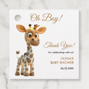 Étiquettes Cadeau Oh garçon bébé Giraffe mignonne garçon Baby shower