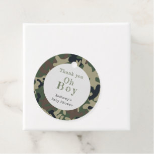 Étiquettes Cadeau Oh garçon Green Baby shower Camo Merci