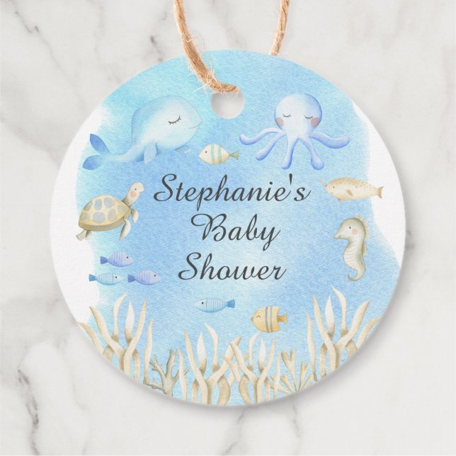 Étiquettes Cadeau Oh Garçon Under the Sea Baby shower Favor étiquett (Dos)