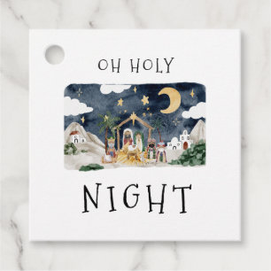Étiquettes Cadeau Oh Holy Nativité Africaine Américaine Noël