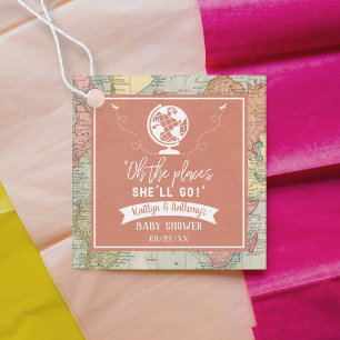 Étiquettes Cadeau "Oh les endroits où elle ira !" Baby shower Carte 