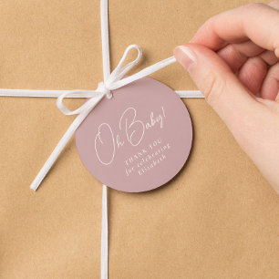 Étiquettes Cadeau Oh mon bébé rose simple en vichy baby shower
