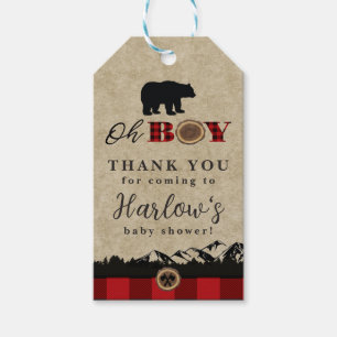 Étiquettes-cadeau Oh petit ours Flannel Lumberjack Merci Gi