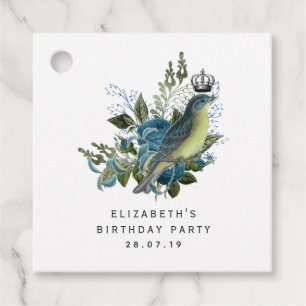 Étiquettes Cadeau Oiseau bleu Vintage et couronne