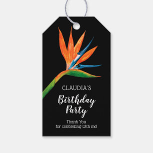 Étiquettes-cadeau Oiseau tropical du paradis Merci de fête d'anniver