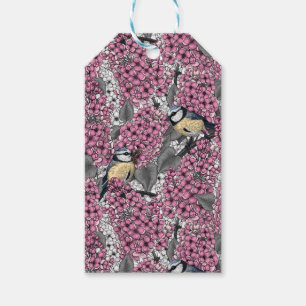 Étiquettes-cadeau Oiseaux dans le jardin lilas rose