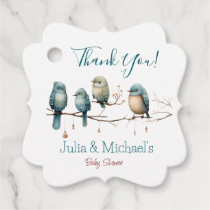 Étiquettes Cadeau Oiseaux de Whimsical sur Branches Baby shower Past