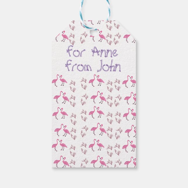 Étiquettes-cadeau Oiseaux Flamants roses roses (Dos)