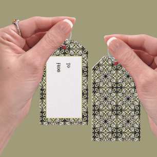 Étiquettes-cadeau Olive et Filigree noir