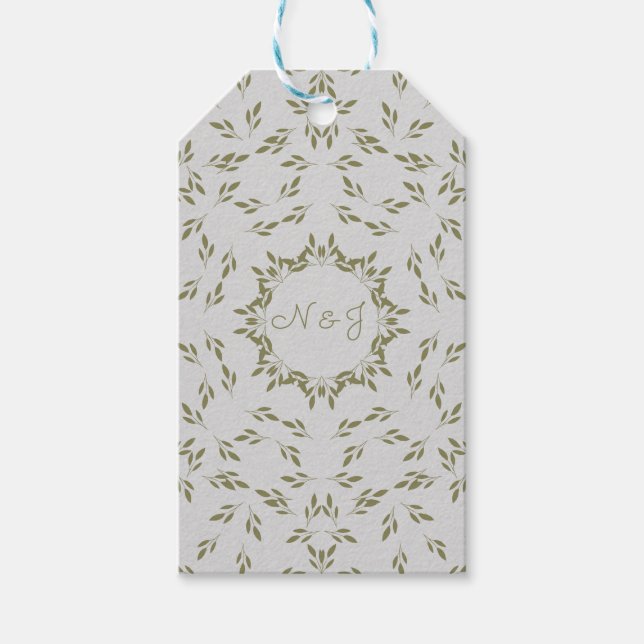 Étiquettes-cadeau Olive Green Feuilles Naturel avoine Rustique Maria (Devant)