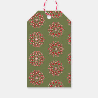 Étiquettes-cadeau Olive green rosemaling