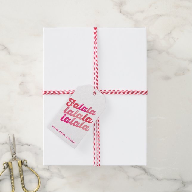 Étiquettes-cadeau Ombre Pink Falalalala Bold Script moderne (Avec de la ficelle)