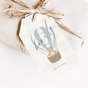Étiquettes-cadeau On Peut Attendre   Baby Boy Blue Balloon Douche