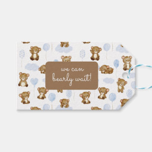 Étiquettes-cadeau On peut attendre ! Baby shower Garçon Teddy Bear
