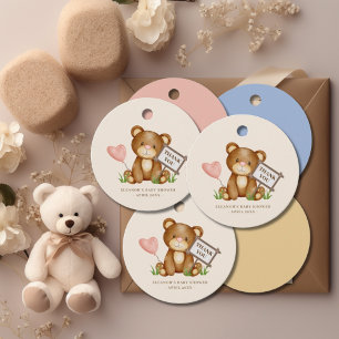 Étiquettes Cadeau On peut attendre Baby shower rose Merci