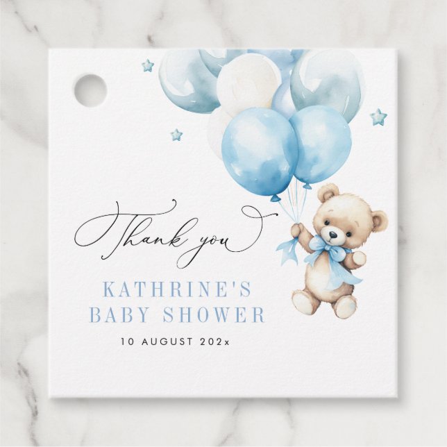 Étiquettes Cadeau On peut attendre le Baby shower bleu (Devant)